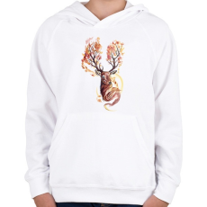 PRINTFASHION Watercolor Deer - Gyerek kapucnis pulóver - Fehér
