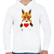 PRINTFASHION Watercolor fox love - Férfi kapucnis pulóver - Fehér