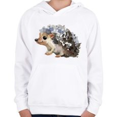 PRINTFASHION Watercolor Hedgehog - Gyerek kapucnis pulóver - Fehér