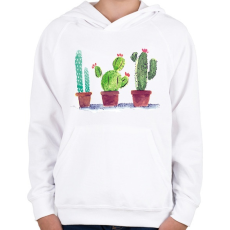 PRINTFASHION Watercolor style Cactus - Gyerek kapucnis pulóver - Fehér