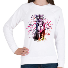 PRINTFASHION watercolor tigris - Női pulóver - Fehér női pulóver, kardigán