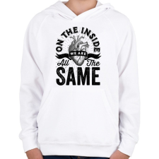PRINTFASHION We are all the same - Gyerek kapucnis pulóver - Fehér gyerek pulóver, kardigán