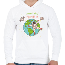 PRINTFASHION We don't have planet B - Férfi kapucnis pulóver - Fehér