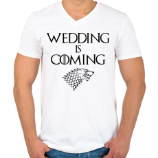 PRINTFASHION Wedding is coming  - Férfi V-nyakú póló - Fehér