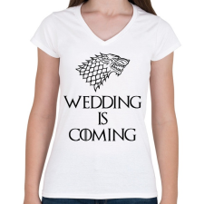PRINTFASHION Wedding is Coming - Női V-nyakú póló - Fehér női póló