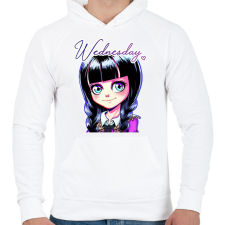 PRINTFASHION Wednesday Addams - Férfi kapucnis pulóver - Fehér férfi pulóver, kardigán