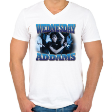 PRINTFASHION Wednesday Addams - Férfi V-nyakú póló - Fehér