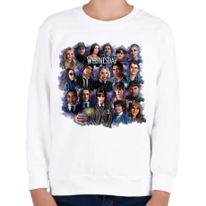 PRINTFASHION Wednesday Addams - montázs - Gyerek pulóver - Fehér
