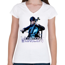 PRINTFASHION Wednesday art 4 - Női V-nyakú póló - Fehér női póló