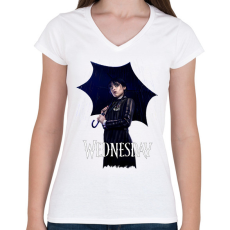PRINTFASHION Wednesday art  - Női V-nyakú póló - Fehér