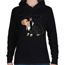 PRINTFASHION Wednesday capybara fehér körvonal - Női kapucnis pulóver - Fekete női pulóver, kardigán