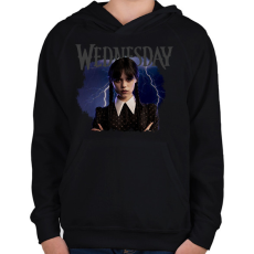 PRINTFASHION Wednesday - csak fekete - Gyerek kapucnis pulóver - Fekete