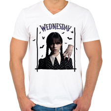 PRINTFASHION Wednesday és Izé - Férfi V-nyakú póló - Fehér férfi póló