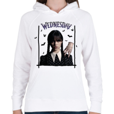 PRINTFASHION Wednesday és Izé - Női kapucnis pulóver - Fehér női pulóver, kardigán