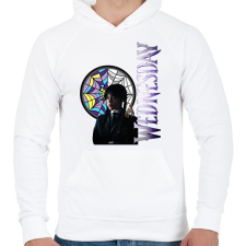 PRINTFASHION Wednesday - Férfi kapucnis pulóver - Fehér férfi pulóver, kardigán