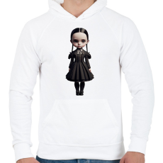 PRINTFASHION Wednesday - Gót stílusú illusztráció - Férfi kapucnis pulóver - Fehér