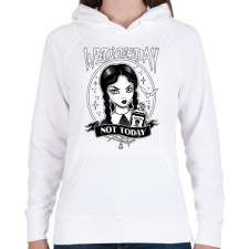 PRINTFASHION Wednesday not today 2 - Női kapucnis pulóver - Fehér női pulóver, kardigán