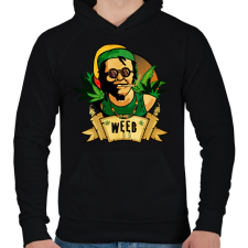 PRINTFASHION Weed - Férfi kapucnis pulóver - Fekete férfi pulóver, kardigán