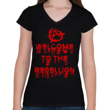 PRINTFASHION Welcome To The Rebellion - Női V-nyakú póló - Fekete női póló