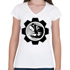 PRINTFASHION Welder - black and white - Női V-nyakú póló - Fehér női póló