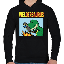 PRINTFASHION Weldersaurus - Férfi kapucnis pulóver - Fekete férfi pulóver, kardigán