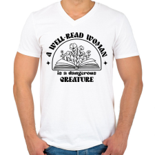 PRINTFASHION Well-read woman - Férfi V-nyakú póló - Fehér férfi póló