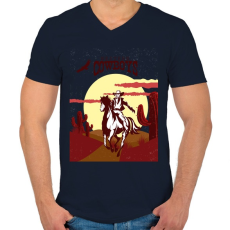 PRINTFASHION Western Cowboys - Férfi V-nyakú póló - Sötétkék