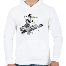 PRINTFASHION Western gitáros macska - Férfi kapucnis pulóver - Fehér