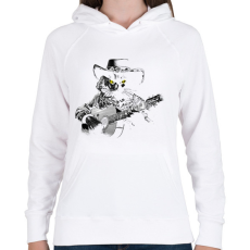 PRINTFASHION Western gitáros macska - Női kapucnis pulóver - Fehér