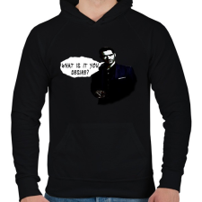 PRINTFASHION WHAT IS IT YOU DESIRE? - Férfi kapucnis pulóver - Fekete férfi pulóver, kardigán