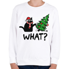 PRINTFASHION What? - Karácsonyos macska - Gyerek pulóver - Fehér gyerek pulóver, kardigán