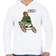 PRINTFASHION Wheee - Férfi kapucnis pulóver - Fehér