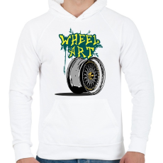 PRINTFASHION Wheel art - Férfi kapucnis pulóver - Fehér