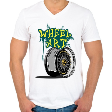 PRINTFASHION Wheel art - Férfi V-nyakú póló - Fehér