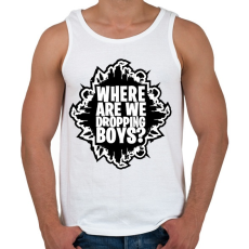 PRINTFASHION Where are we dropping boys - Fortnite - Férfi atléta - Fehér