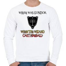 PRINTFASHION Where was Gondor? (fireball) - Férfi pulóver - Fehér