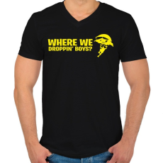 PRINTFASHION Where We Droppin Boys - Férfi V-nyakú póló - Fekete