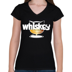 PRINTFASHION whiskas whiskey - Női V-nyakú póló - Fekete
