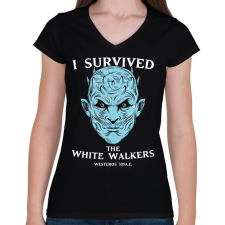PRINTFASHION White Walkers - Női V-nyakú póló - Fekete női póló