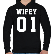 PRINTFASHION Wifey - Férfi kapucnis pulóver - Fekete