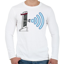 PRINTFASHION WIFI fighter - Férfi hosszú ujjú póló - Fehér férfi póló