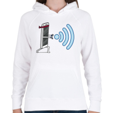 PRINTFASHION WIFI fighter - Női kapucnis pulóver - Fehér női pulóver, kardigán