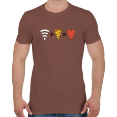 PRINTFASHION Wifi + Pizza = Love - Férfi póló - Mogyoróbarna
