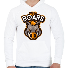 PRINTFASHION Wild Boars - Férfi kapucnis pulóver - Fehér férfi pulóver, kardigán