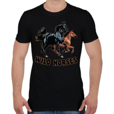 PRINTFASHION wild horses - Férfi póló - Fekete