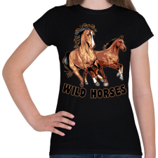PRINTFASHION Wild horses - Női póló - Fekete női póló