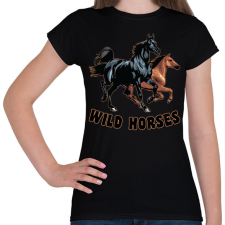 PRINTFASHION wild horses - Női póló - Fekete női póló