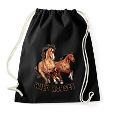 PRINTFASHION Wild horses - Sportzsák, Tornazsák - Fekete tornazsák