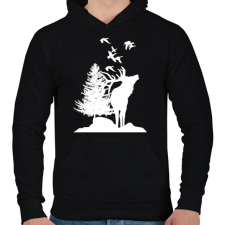 PRINTFASHION wild life - Férfi kapucnis pulóver - Fekete férfi pulóver, kardigán