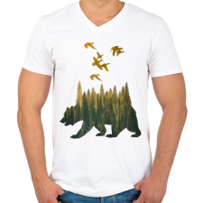 PRINTFASHION wild life - Férfi V-nyakú póló - Fehér férfi póló